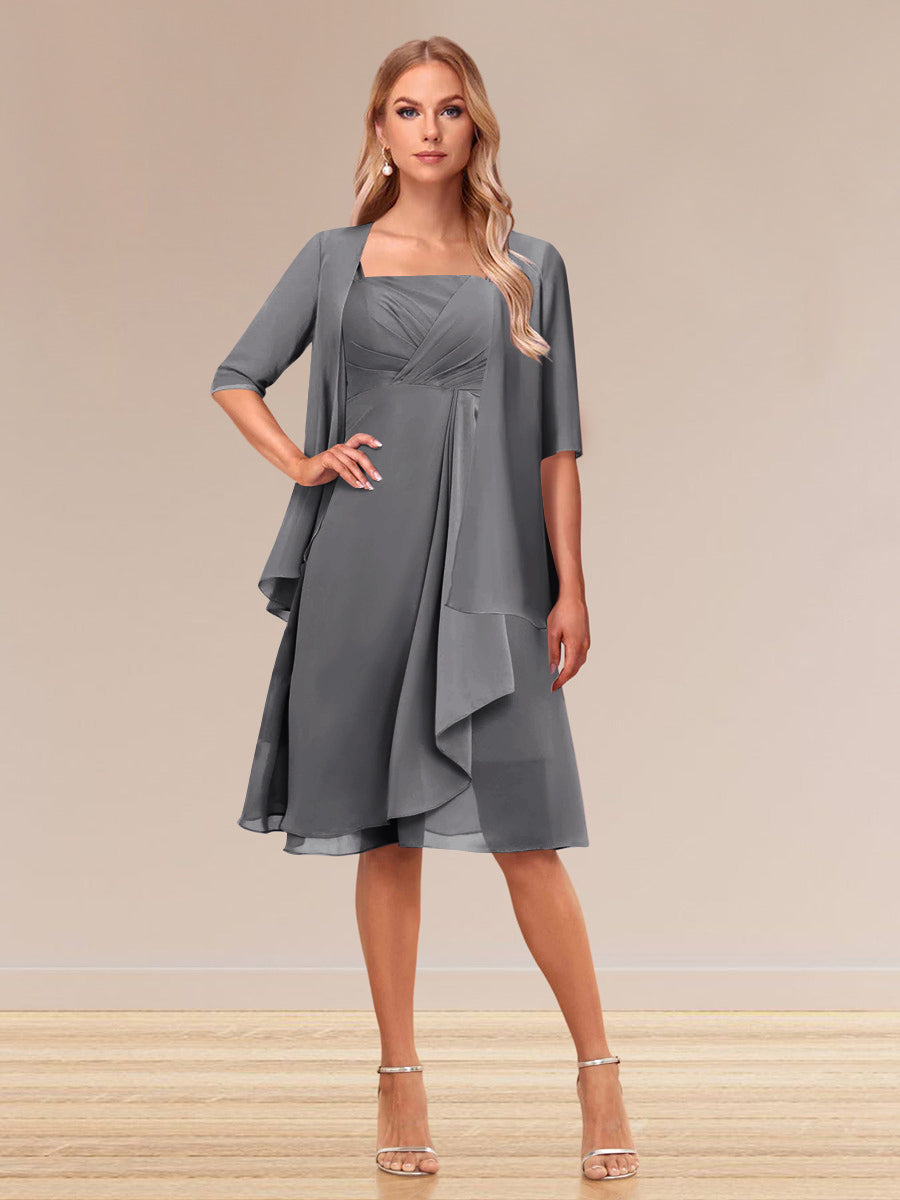 Honoria Steel Grey front view wedding guest dress