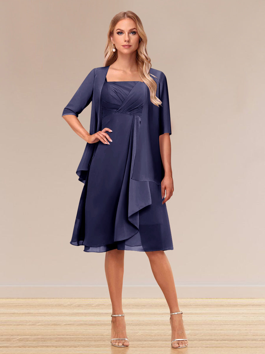 Honoria Dusty Blue back view wedding guest dress