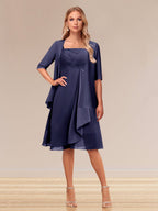 Honoria Dusty Blue back view wedding guest dress