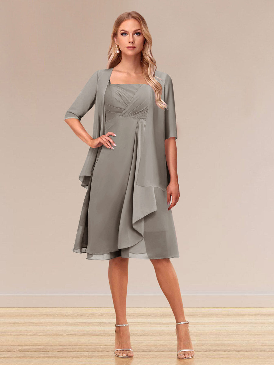 Honoria Taupe front view wedding guest dress