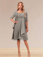 Honoria Taupe front view wedding guest dress