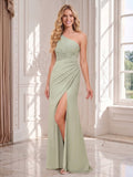 Ulyssa Sage Green front view wedding guest dress