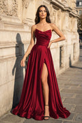 Blythe Corinne Burgundy front view prom dress