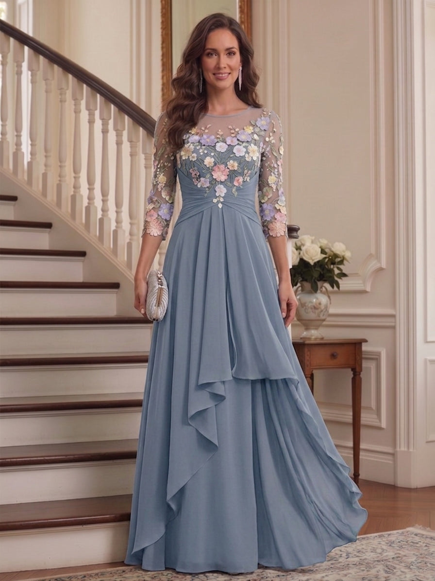 Francesca Claire Dusty Blue front view mother of the bride dress
