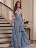 Francesca Claire Dusty Blue front view mother of the bride dress