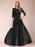 Jenna Rose Black front view mother of the bride dress