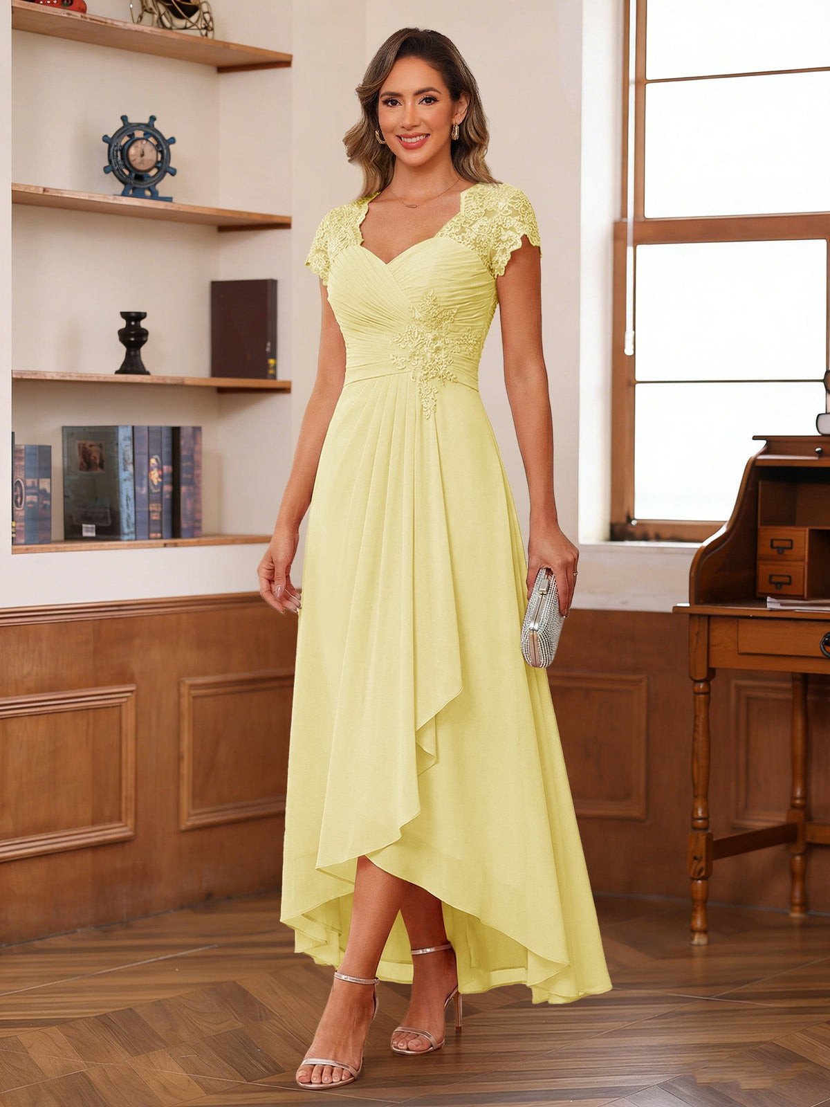 Cecilia Wren Daffodil front view mother of the bride dress
