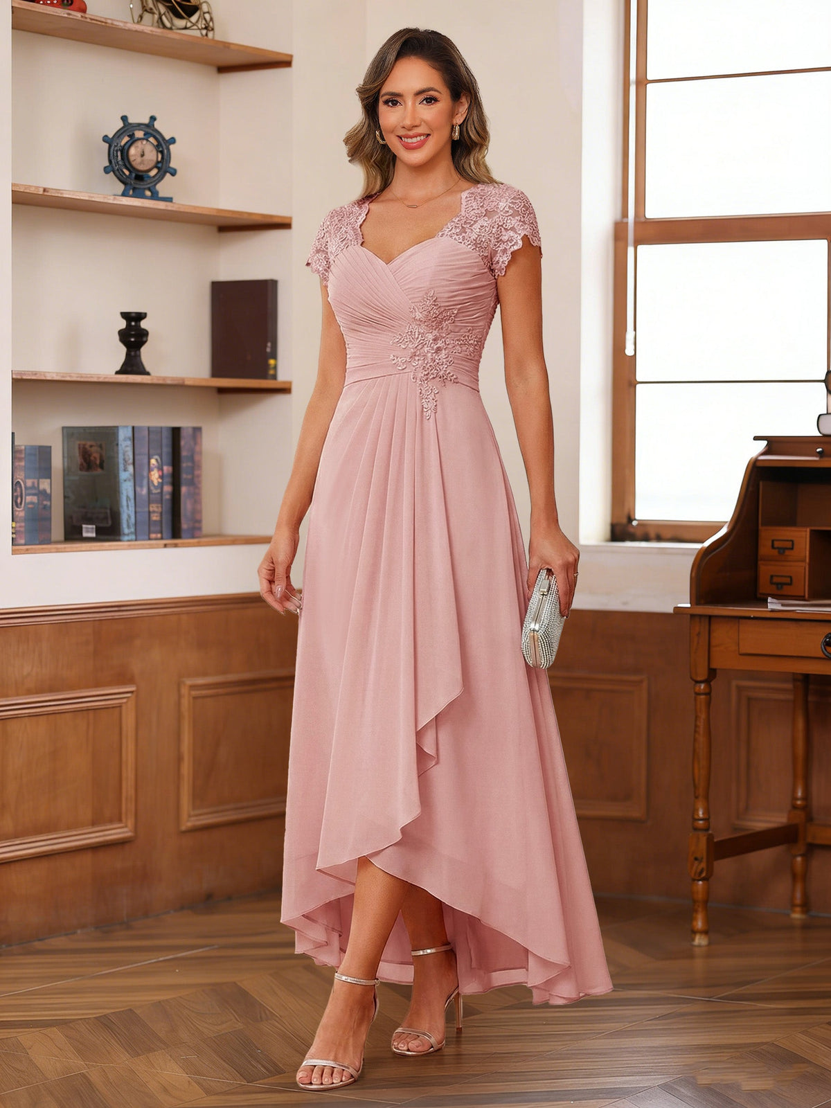 Solange dusty rose alternate front view 2 mother of the bride dress