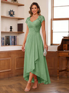 Cecilia Wren Sage Green front view mother of the bride dress