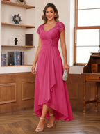 Cecilia Wren Fuchsia front view mother of the bride dress
