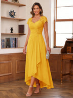 Cecilia Wren Gold front view mother of the bride dress
