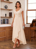 Cecilia Wren Champagne front view mother of the bride dress