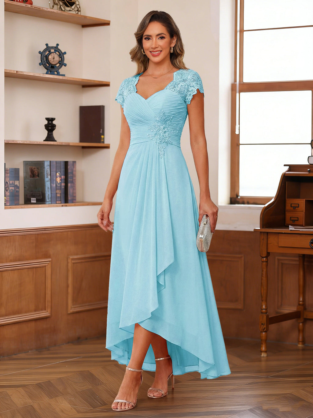 Solange sky blue alternate front view 2 mother of the bride dress