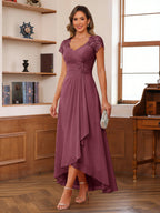 Solange plum front view mother of the bride dress