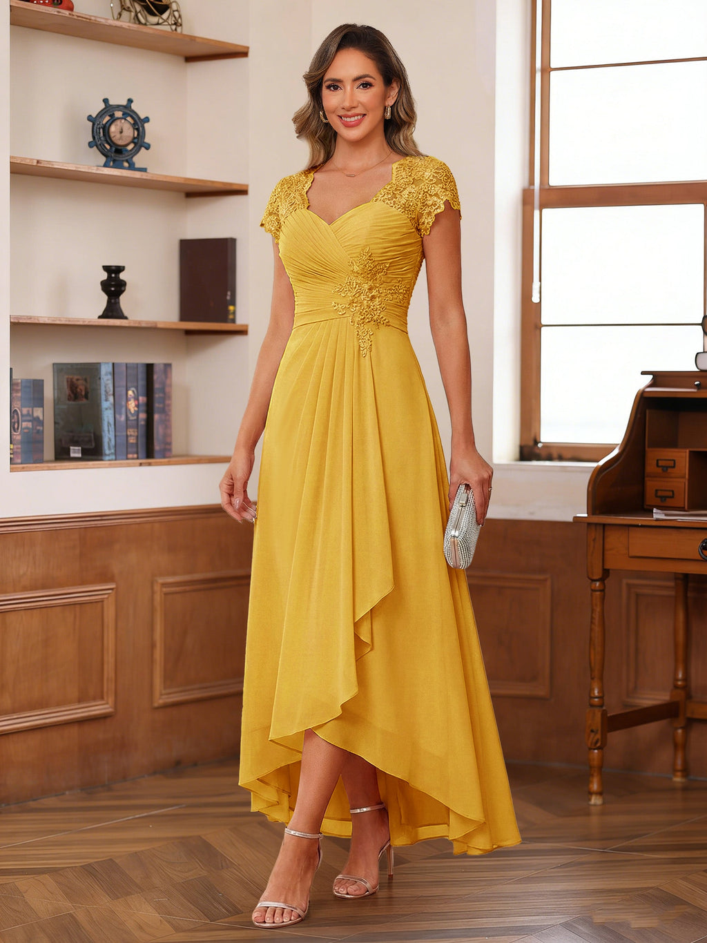 Solange gold alternate front view 2 mother of the bride dress