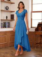 Solange ocean blue front view mother of the bride dress
