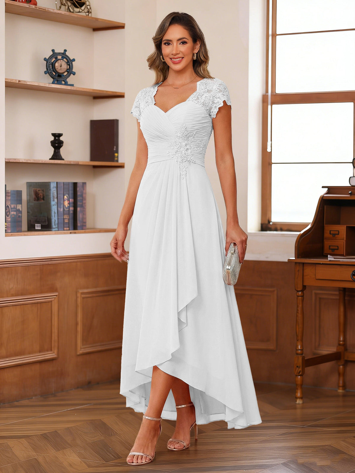 Cecilia Wren Ivory back view mother of the bride dress