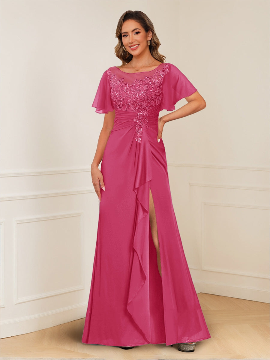Ursula Rose Fuchsia front view mother of the bride dress