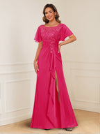 Ursula Rose Fuchsia back view mother of the bride dress