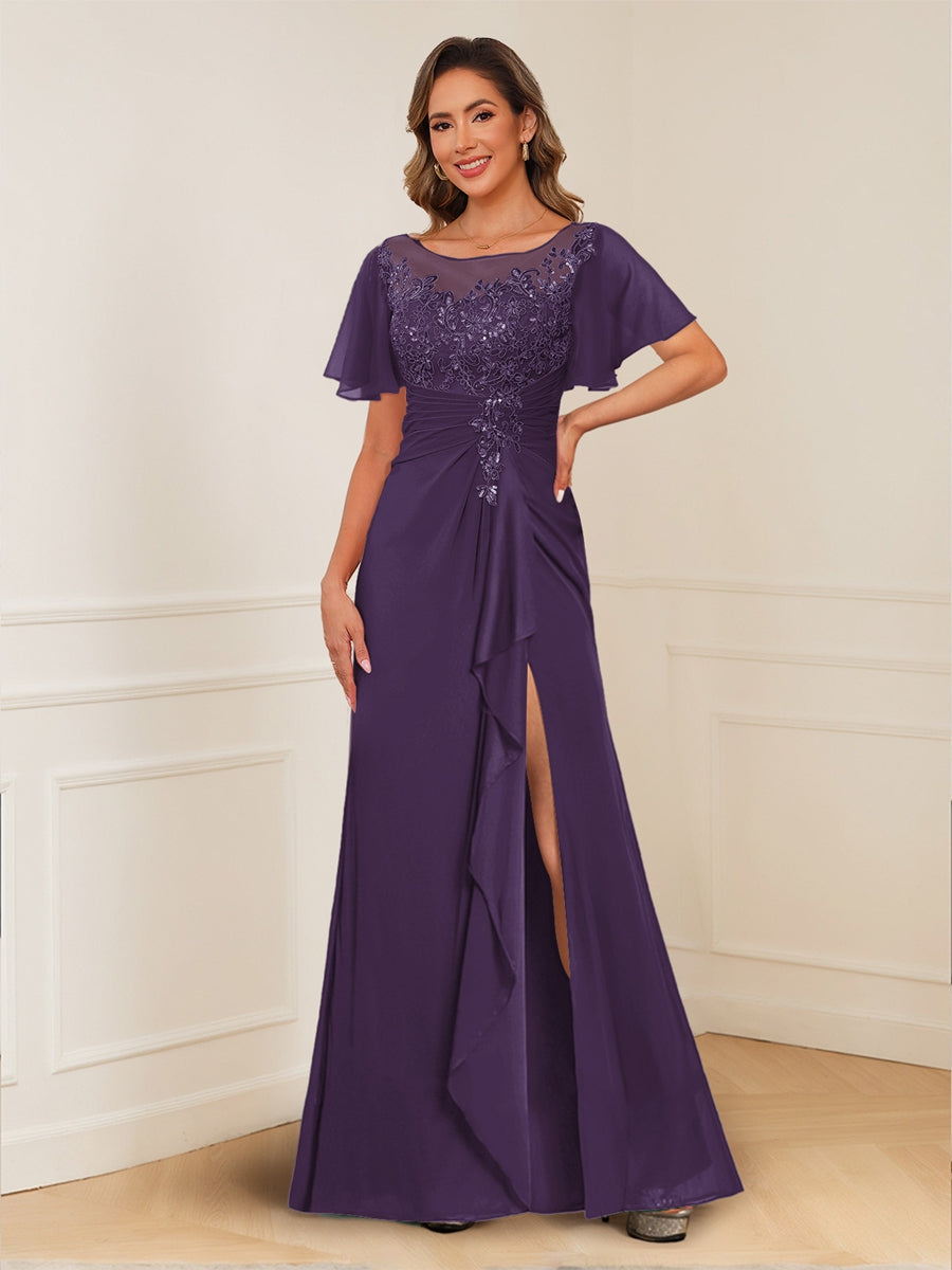Ursula Rose Grape front view mother of the bride dress