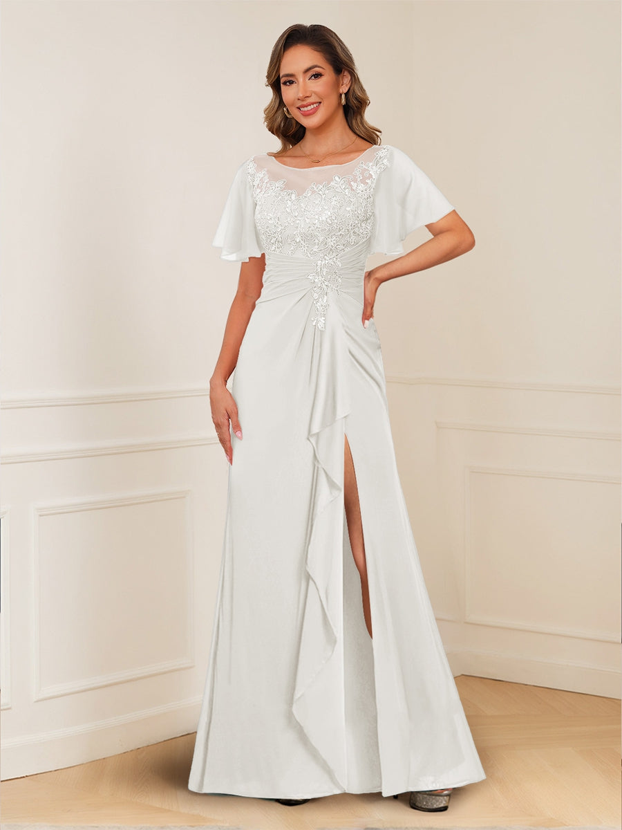 Ursula Rose Ivory front view mother of the bride dress