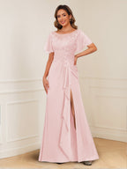 Ursula Rose Pearl Pink front view mother of the bride dress