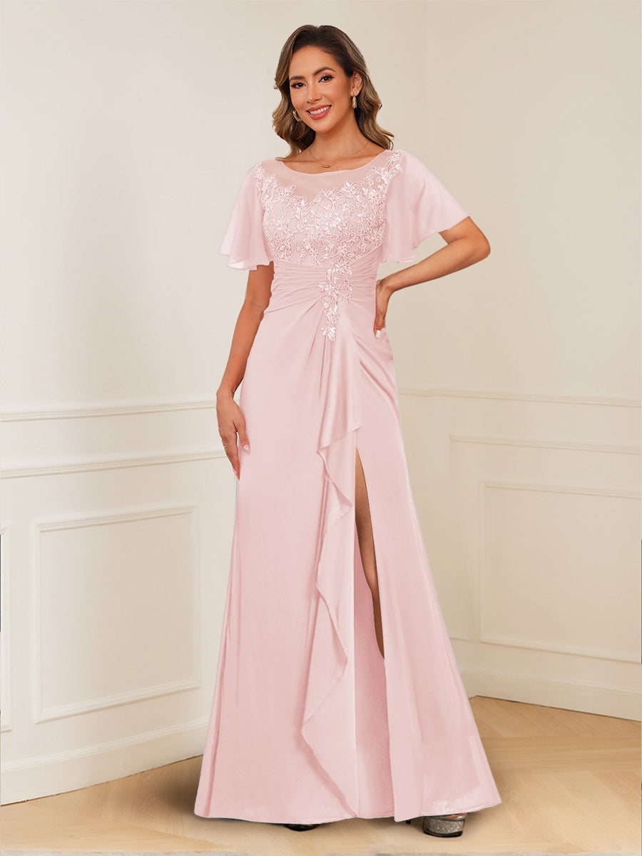 Ursula Rose Pearl Pink front view mother of the bride dress