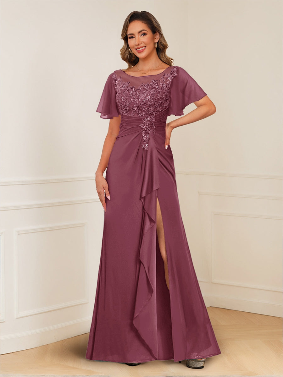 Ursula Rose Plum front view mother of the bride dress