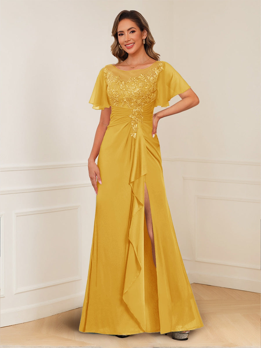 Ursula Rose Gold back view mother of the bride dress