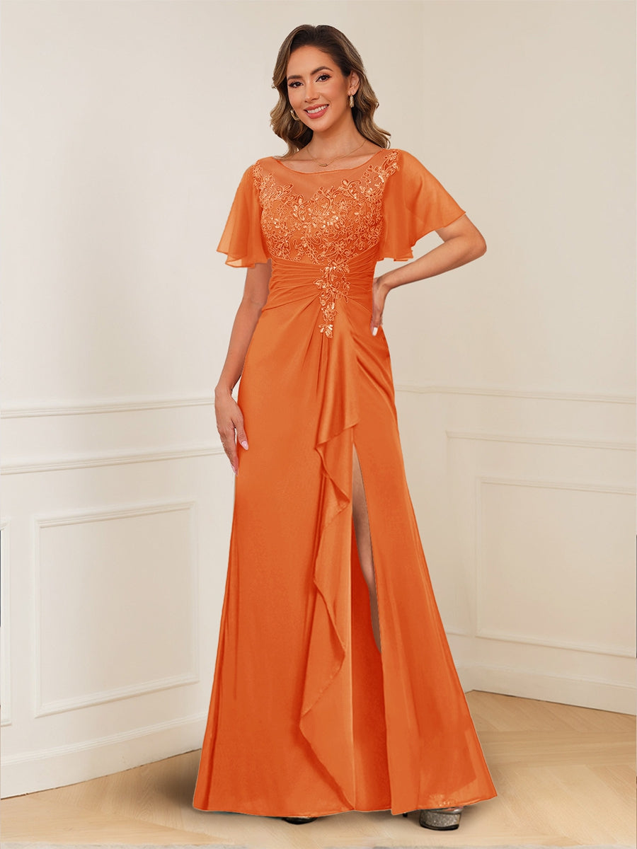 Ursula Rose Orange front view mother of the bride dress