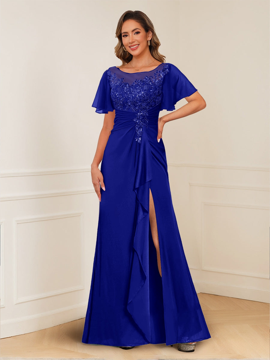 Ursula Rose Royal Blue side view mother of the bride dress