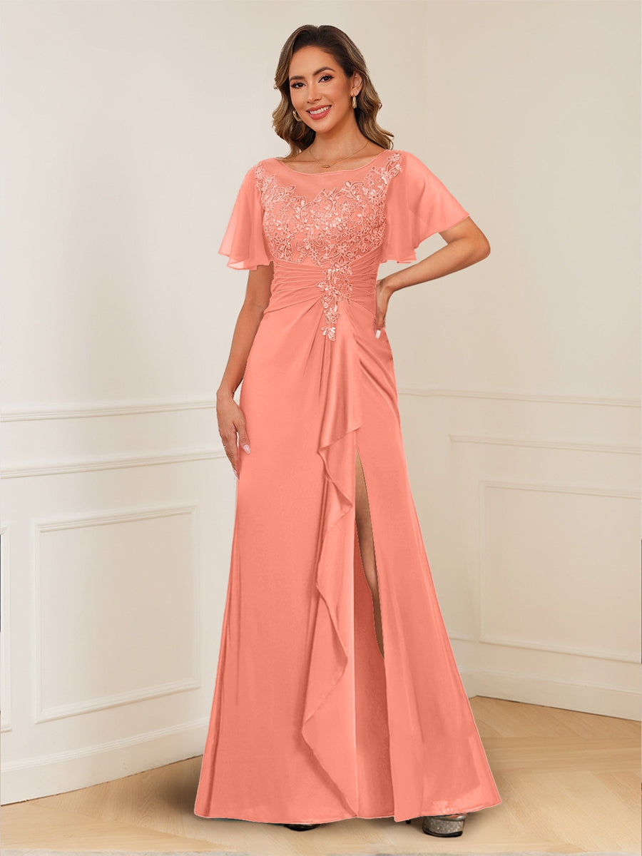 Ursula Rose Coral back view mother of the bride dress