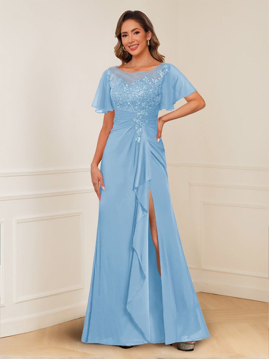 Ursula Rose Sky Blue side view mother of the bride dress