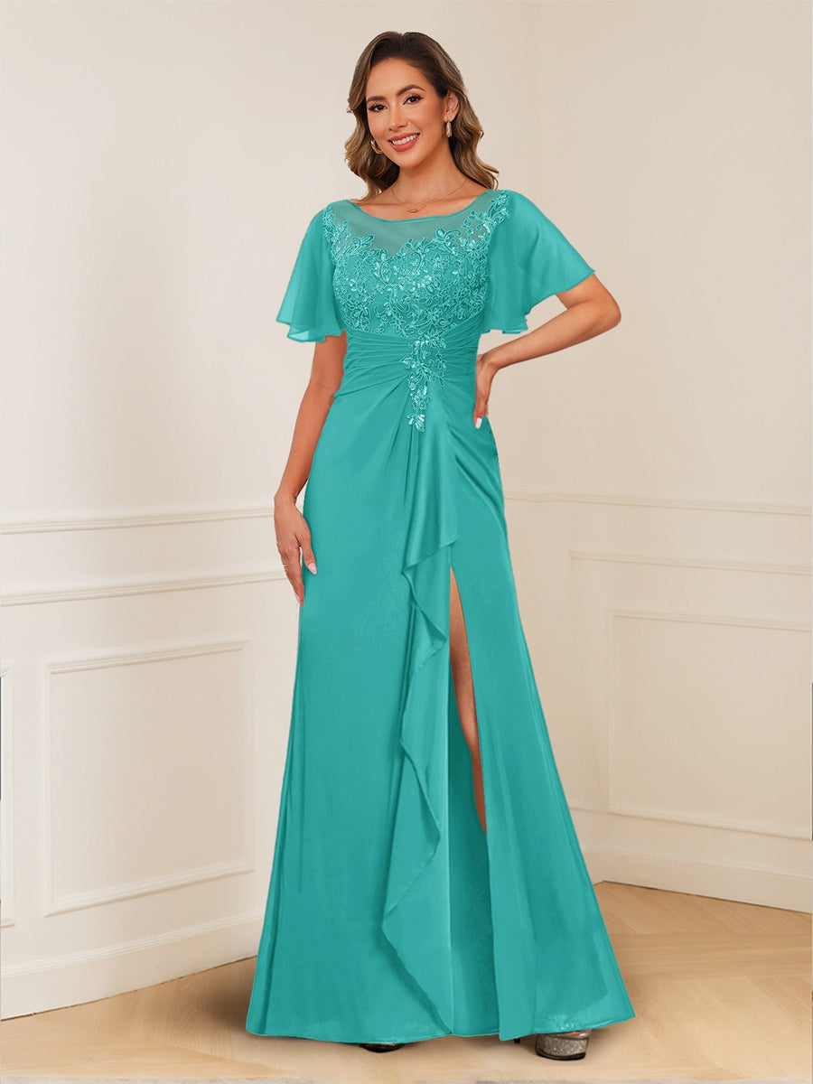 Ursula Rose Turquoise back view mother of the bride dress