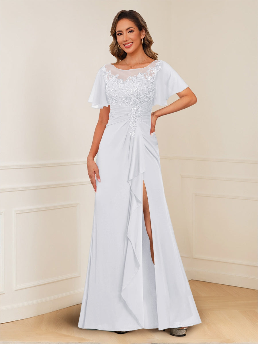 Ursula Rose White front view mother of the bride dress