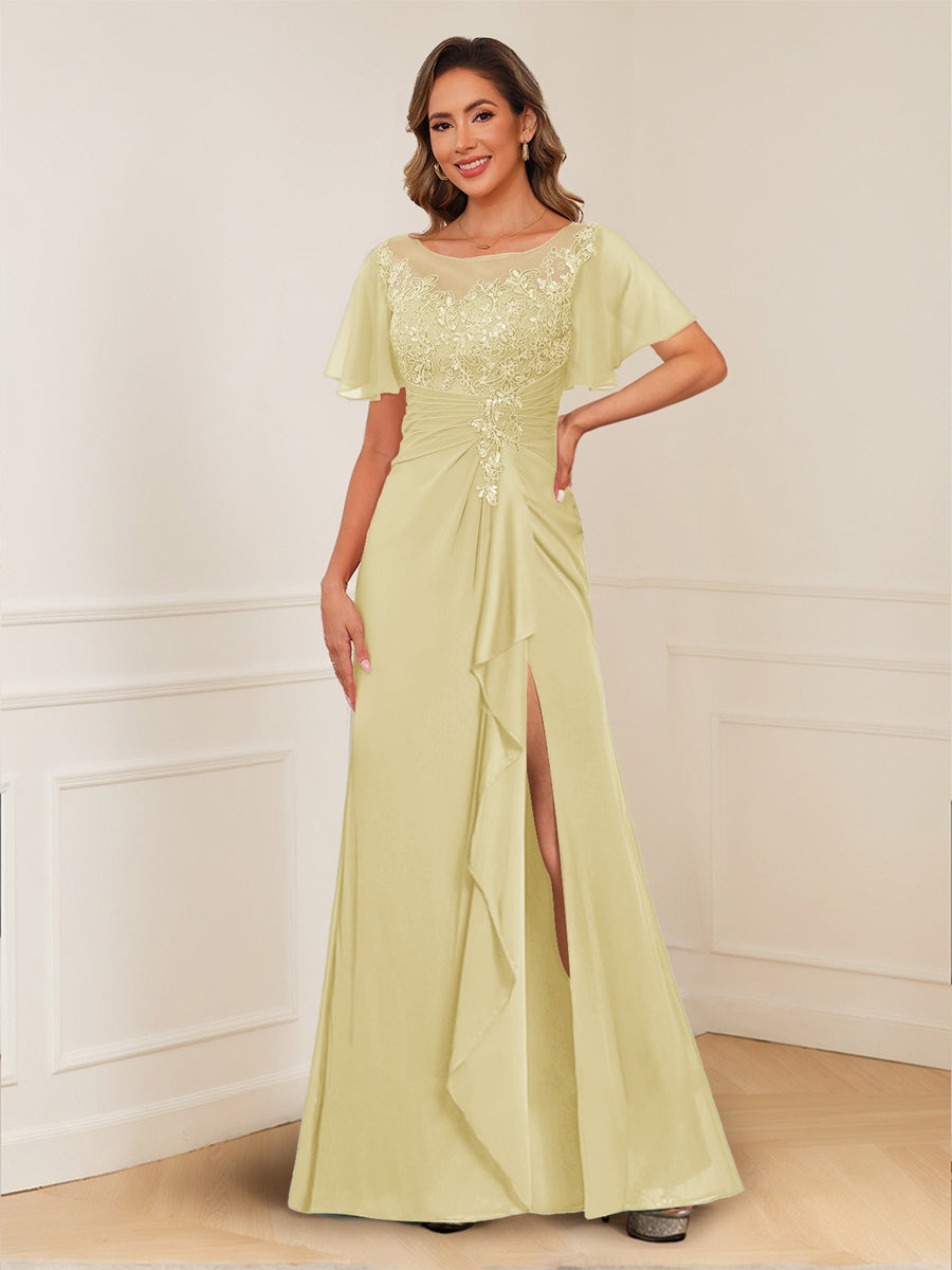 Ursula Rose Yellow front view mother of the bride dress