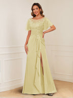 Ursula Rose Yellow front view mother of the bride dress