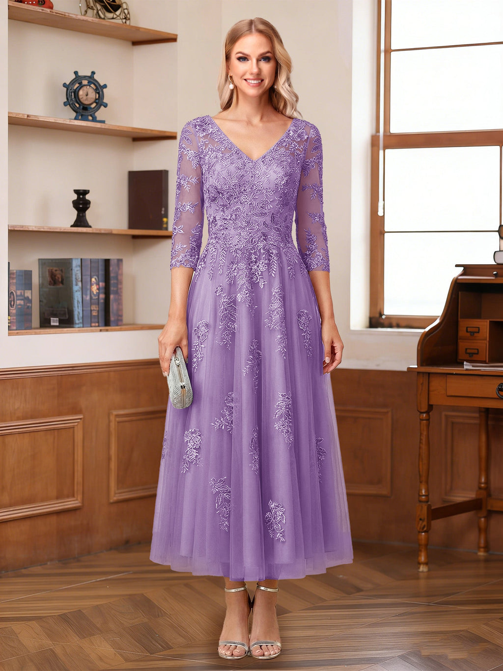 Caroline Claire Wisteria back view mother of the bride dress