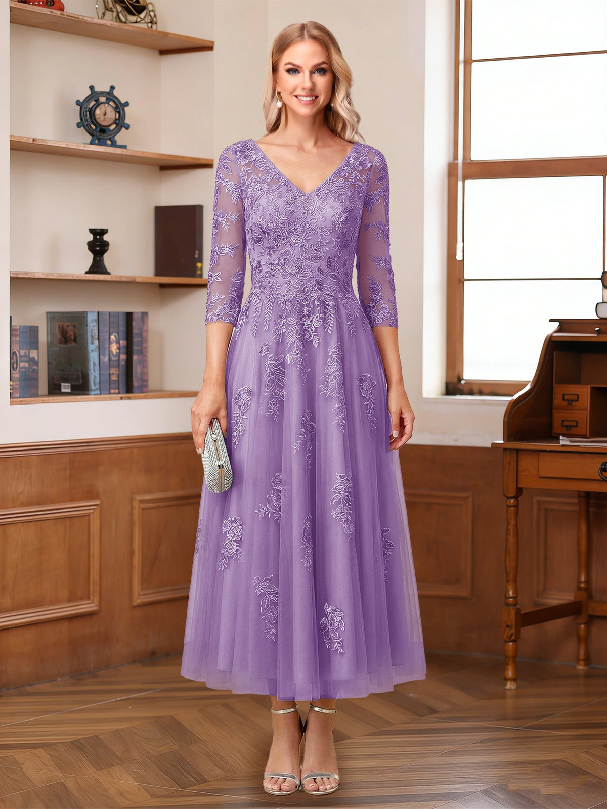 Caroline Claire Wisteria back view mother of the bride dress