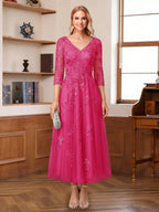 Caroline Claire Fuchsia front view mother of the bride dress
