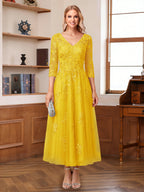Caroline Claire Gold front view mother of the bride dress
