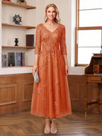 Caroline Claire Orange front view mother of the bride dress