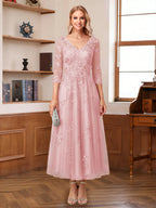 Caroline Claire Pearl Pink back view mother of the bride dress