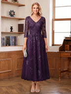 Caroline Claire Plum back view mother of the bride dress