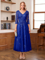 Caroline Claire Royal Blue side view mother of the bride dress