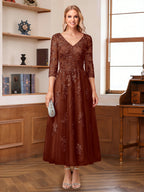 Caroline Claire Rust front view mother of the bride dress