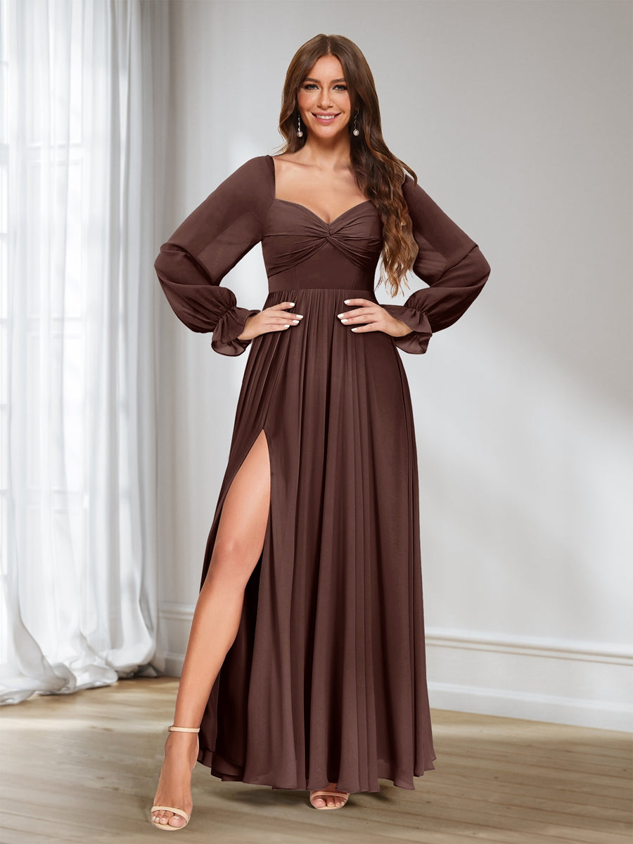 Rosalind Brown front view bridesmaid dress