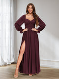 Rosalind Burgundy front view bridesmaid dress