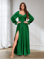 Rosalind Forest Green front view bridesmaid dress