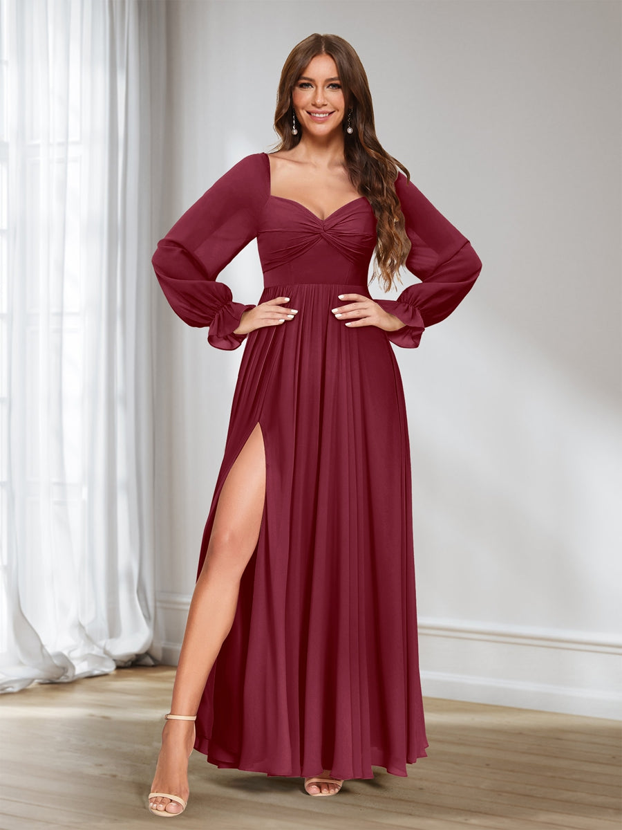 Rosalind Burgundy side view bridesmaid dress